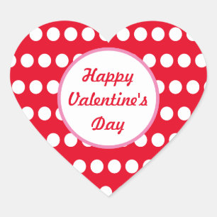 Fijne Valentijnsdag Polka Dot Heart Stickers