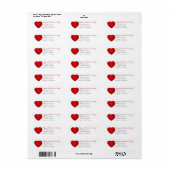 Fijne Valentijnsdag Red Heart Love Address Label (Full Sheet)