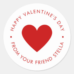Fijne Valentijnsdag Rode Hart Ronde Sticker
