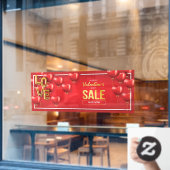 Fijne Valentijnsdag Rode Harten Gold Tekst Raamsticker (Cafe Raam)