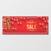 Fijne Valentijnsdag Rode Harten Gold Tekst Raamsticker (Vel)