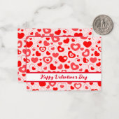Fijne Valentijnsdag Rode Harten Kaart voor briefka Notitiekaartje (Voorkant / Achterkant in situ)