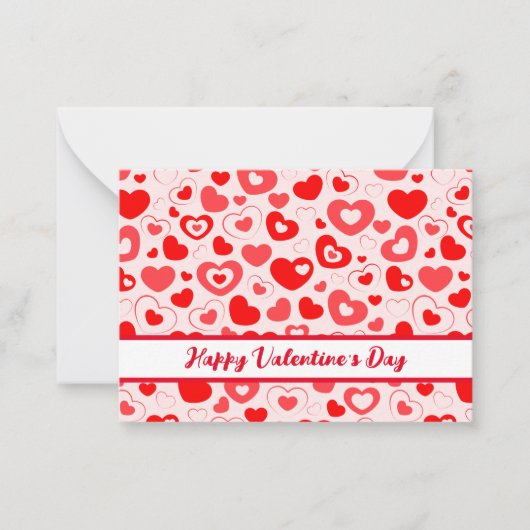 Fijne Valentijnsdag Rode Harten Kaart voor briefka Notitiekaartje (Voorkant)