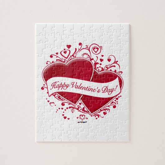 Fijne Valentijnsdag! Rode harten Legpuzzel (Verticaal)