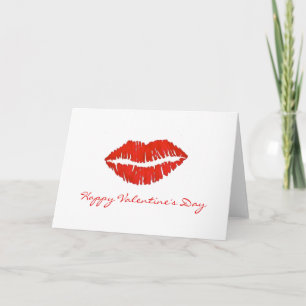 Fijne Valentijnsdag Rode lipstick lips Kus Print Feestdagen Kaart