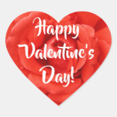 Fijne Valentijnsdag rode roos Hart Sticker (Voorkant)