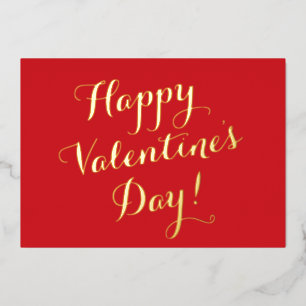 Fijne Valentijnsdag rode script kalligrafie Folie Feestdagenkaart