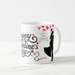 Fijne Valentijnsdag Romantische Silhouet  Koffiemok