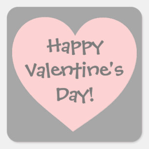Fijne Valentijnsdag roze grijze stickers