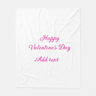 Fijne Valentijnsdag roze tekst naam bericht Fleece Deken