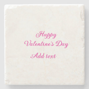 Fijne Valentijnsdag roze tekst naam bericht Stenen Onderzetter