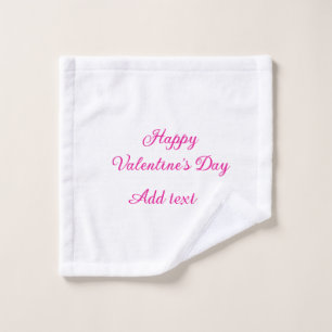 Fijne Valentijnsdag roze tekst naam bericht Washandje