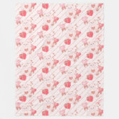 Fijne Valentijnsdag Teddy Bear Pattern op Roze Fleece Deken (Voorkant)