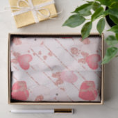 Fijne Valentijnsdag Teddy Bear Pattern op Roze Tissuepapier (Geschenk)