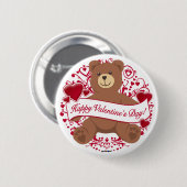 Fijne Valentijnsdag! Teddy Bear Ronde Button 5,7 Cm (Voorkant /achterkant)