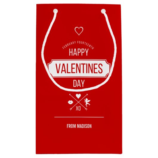 Fijne Valentijnsdag Valentijn Symbolen Gift Bag Klein Cadeauzakje (Achterkant)