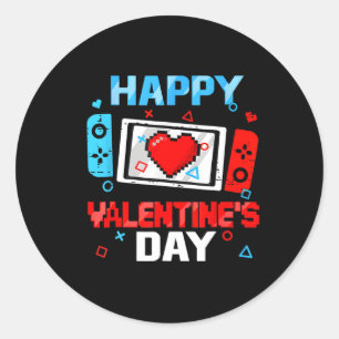 Fijne Valentijnsdag Videospel Controller Hart B Ronde Sticker