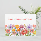 Fijne Valentijnsdag voor vrouw - Mooie bloemen en  Feestdagenkaart (Staand voorkant)