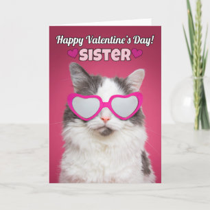 Fijne Valentijnsdag Zuster Cute Cat Feestdagen Kaart