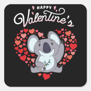 Fijne Valentijnse . Dag Koala Koalabar Liefde Hart Vierkante Sticker