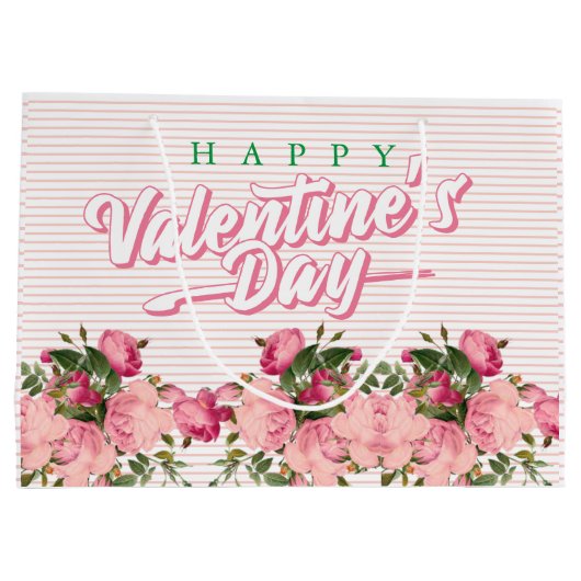 Fijne Valentijnse  met bloemen Groot Cadeauzakje (Achterkant)