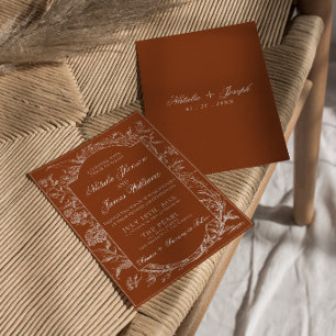 Fijne Verbrande Oranje Bloemige Boho Terracotta Br Kaart