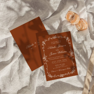 Fijne Verbrande Oranje Bloemrijke Boho Terracotta Kaart