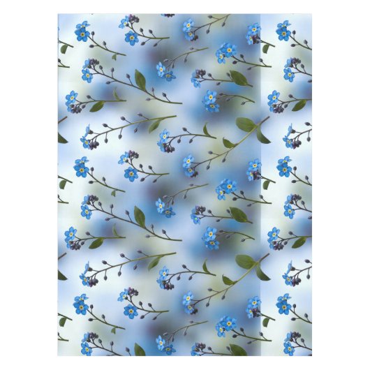 Fijne vergeet-mij-nietjes in luchtig blauw tafelkleed (Voorkant)
