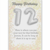 Fijne verjaardag 12-jarige sticker (Voorkant)