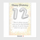 Fijne verjaardag 12-jarige sticker (Vel)