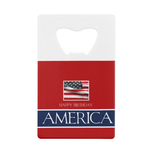 Fijne verjaardag Amerika! Kredietkaart Flessenopener (Voorkant)