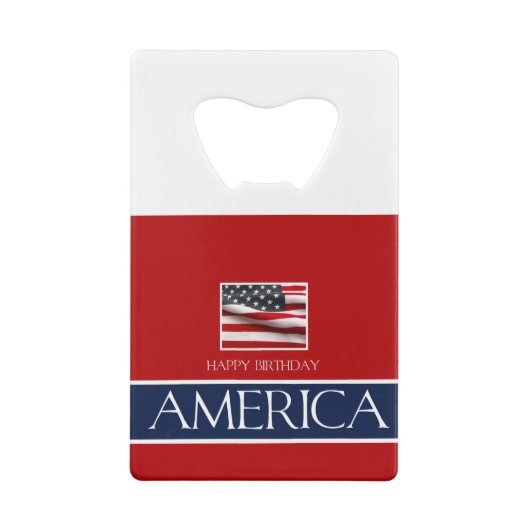 Fijne verjaardag Amerika! Kredietkaart Flessenopener (Achterkant)