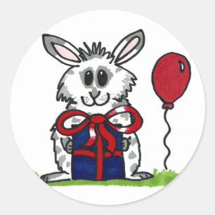 'Fijne verjaardag!' Chubby Bunny Design Ronde Sticker