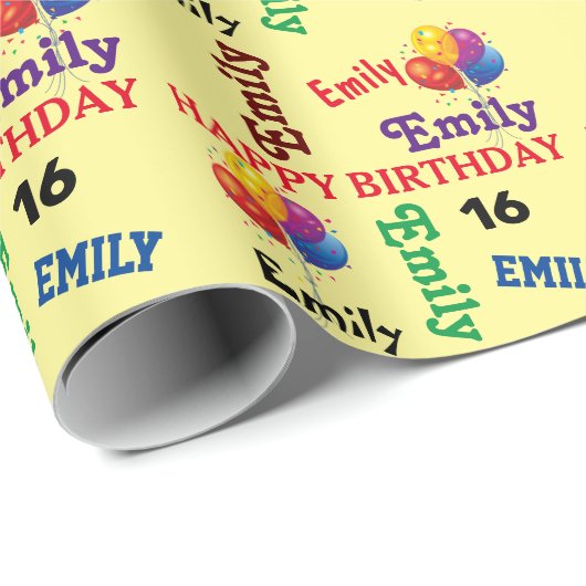 Fijne verjaardag Eigen naam & Leeftijd meisjes of Cadeaupapier (Rol Hoek)