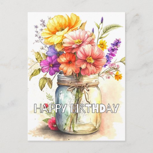 Fijne verjaardag gewenst briefkaart (Voorkant)