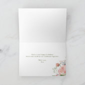 Fijne verjaardag| Goud en Blush roze bloemen Kaart (Binnen)