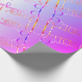 "Fijne verjaardag!" Hand-geschreven Roze PurpleGra Cadeaupapier (Hoek)