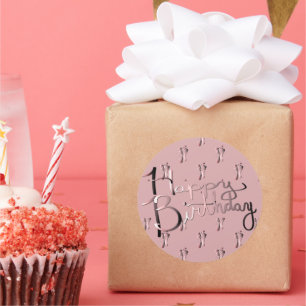 "Fijne verjaardag!" Handgeschreven met balletschoe Ronde Sticker