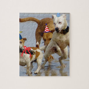 fijne verjaardag honden legpuzzel