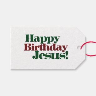 Fijne verjaardag Jezus, het is Kerstmis Cadeaulabel