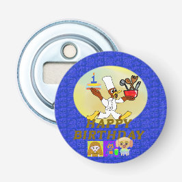 Fijne verjaardag knop flesopener button flesopener