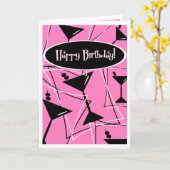 Fijne verjaardag Martini in het roze Kaart (Gele Bloem)