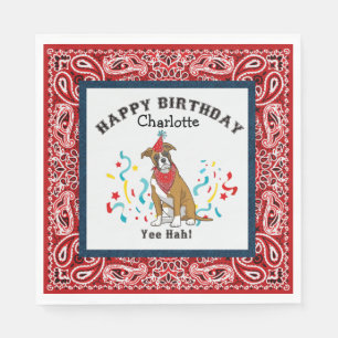 Fijne verjaardag met Boxer Dog in Red Bandana Servet