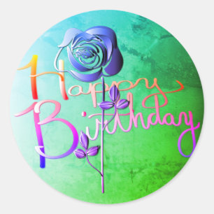 "Fijne verjaardag!" Met de hand geschreven Kleurri Ronde Sticker