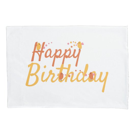 Fijne verjaardag met een stootje vogels en een blo kussensloop (Voorkant)