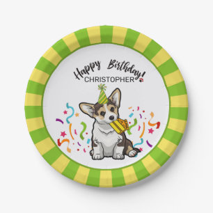 Fijne verjaardag met je Corgi Dog Party Papieren Bordje