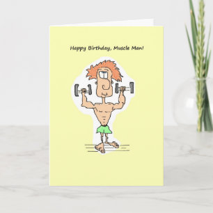 Fijne verjaardag, Muscle Man Kaart. Kaart