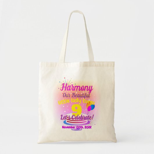 Fijne verjaardag (naam kind / leeftijd - bewerkbaa tote bag (Voorkant)