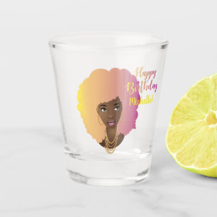 Fijne verjaardag  Natuurlijke Snoep katoen Afro Shot Glas