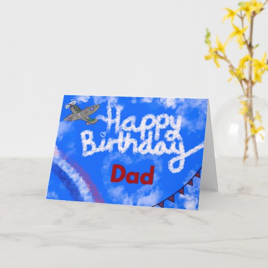 Fijne verjaardag Pap Spitfire Planet CARD Kaart (Gele Bloem)